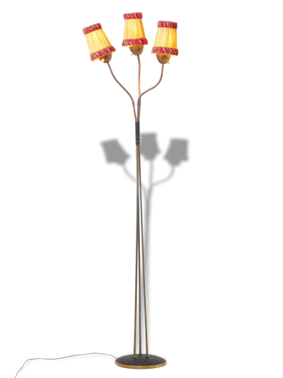 Lampadaire années 50 triple à flexible en laiton années 50 vintage rockabilly floor lamp