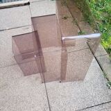 3 side tables, occasional table in smoked plexiglass, 1960s-70s.