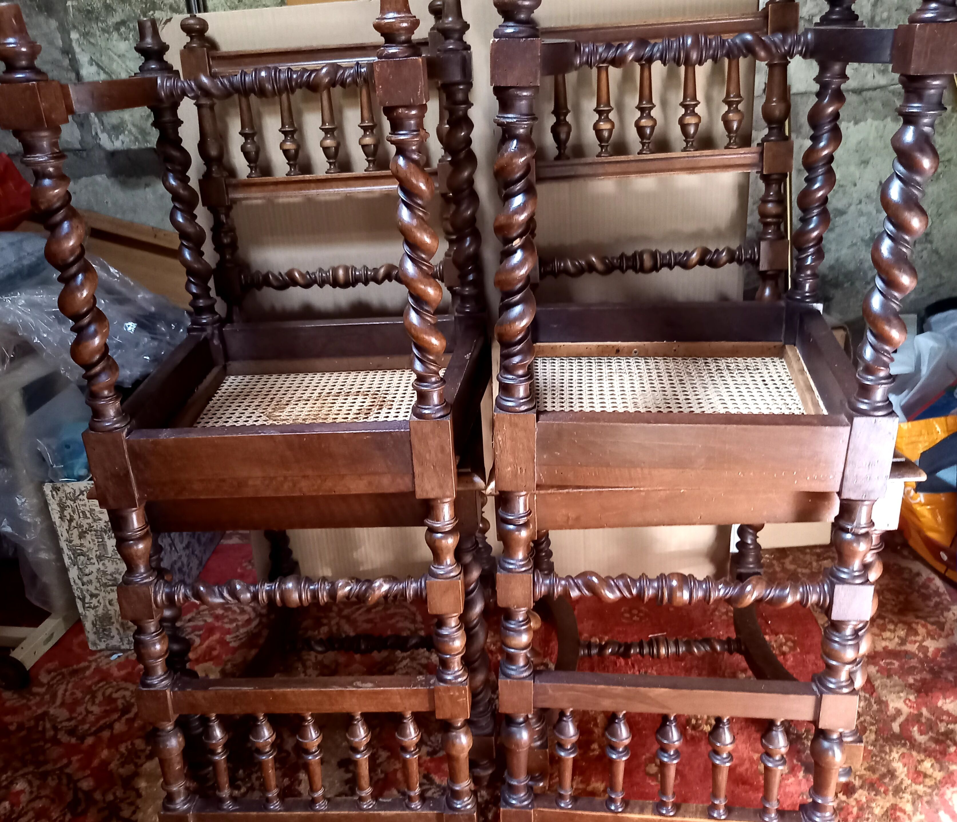 Chairs cannees henri 2 in walnut lot of 4