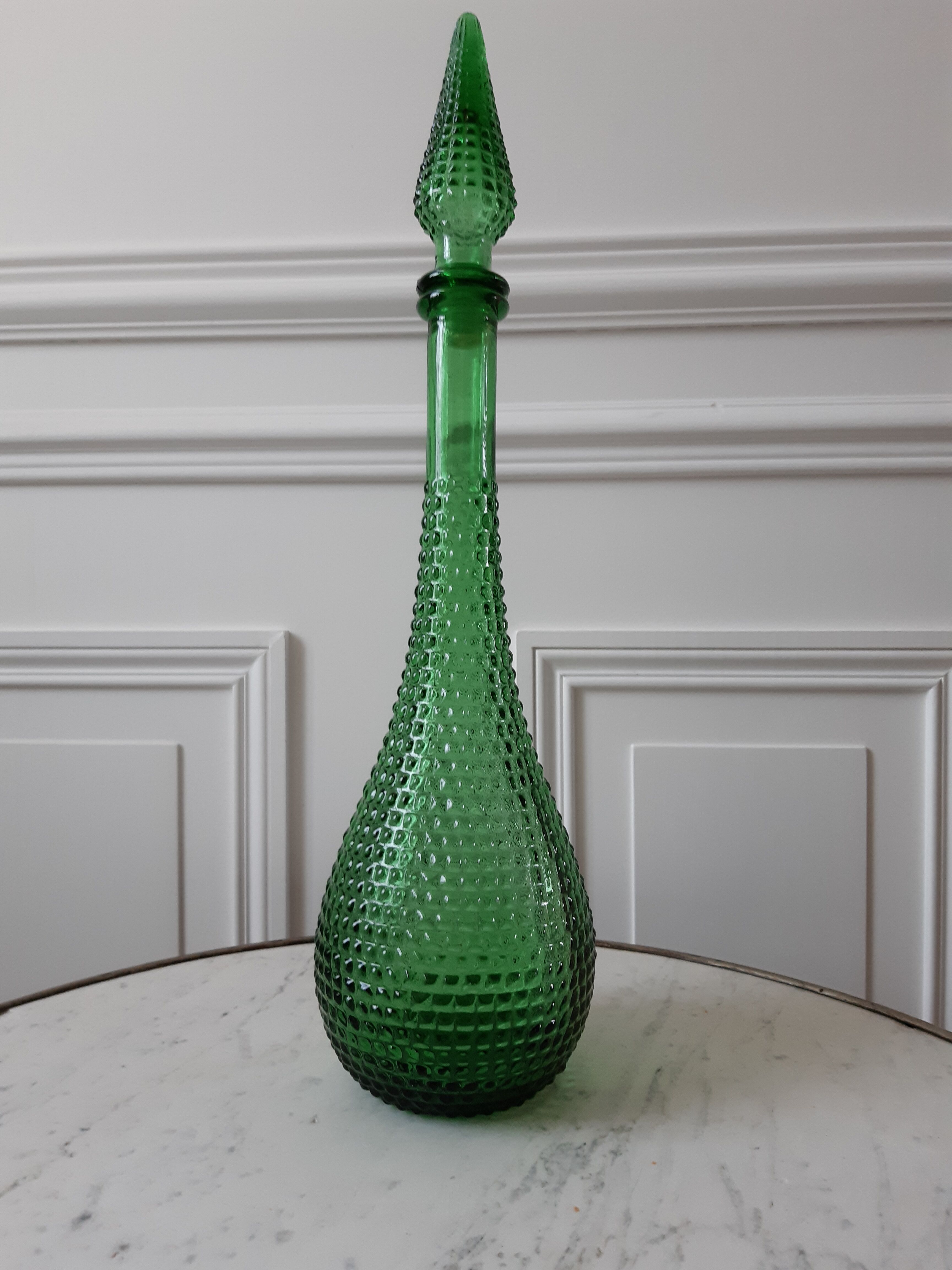 Carafe bouteille Empoli Italienne en verre vert