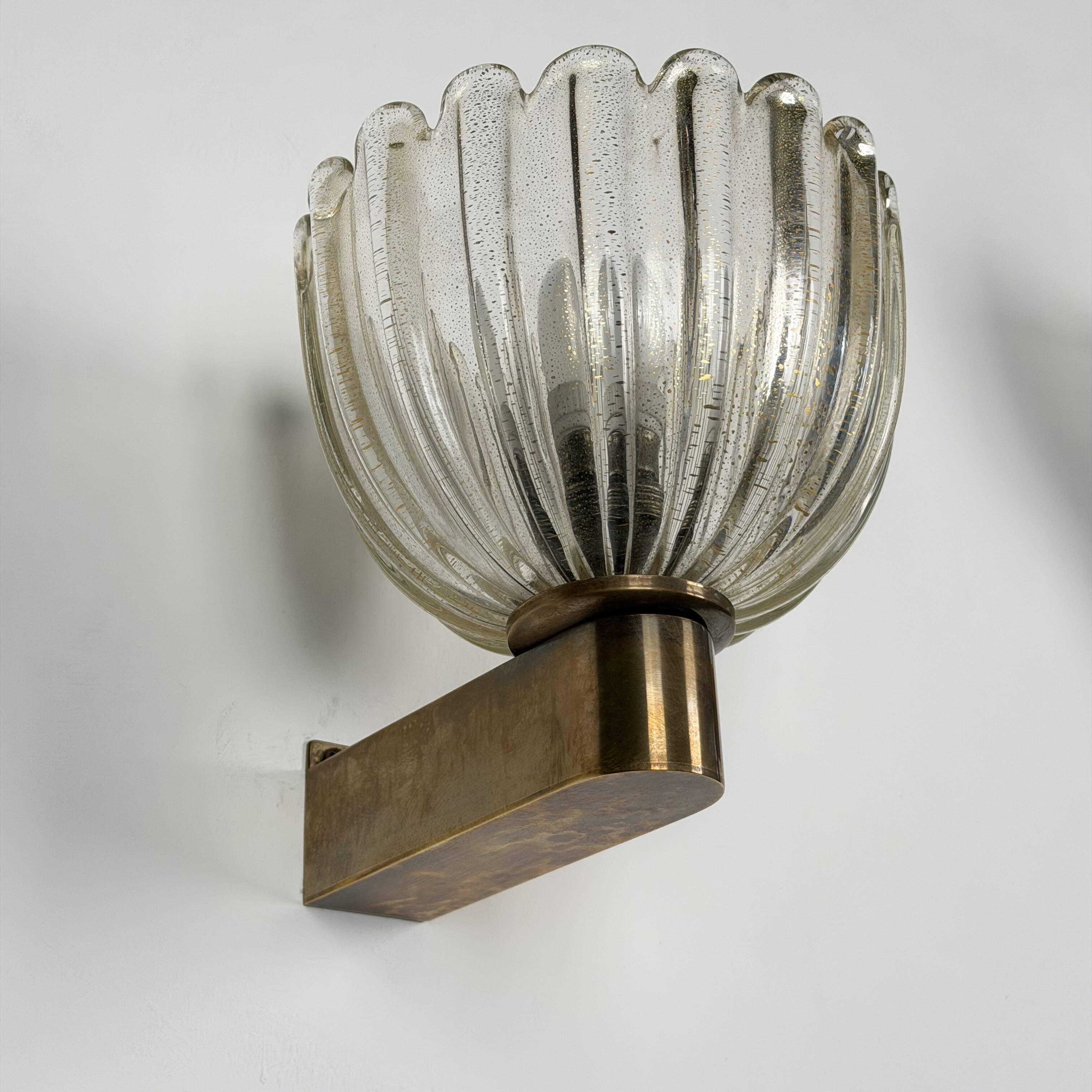 Pair of Murano glass wall sconces by E. Barovier, Italy 1940