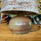 Stoneware lamp with wool shade