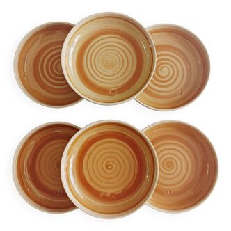 Set of 6 hollow sandstone plates BP Sarreguemines