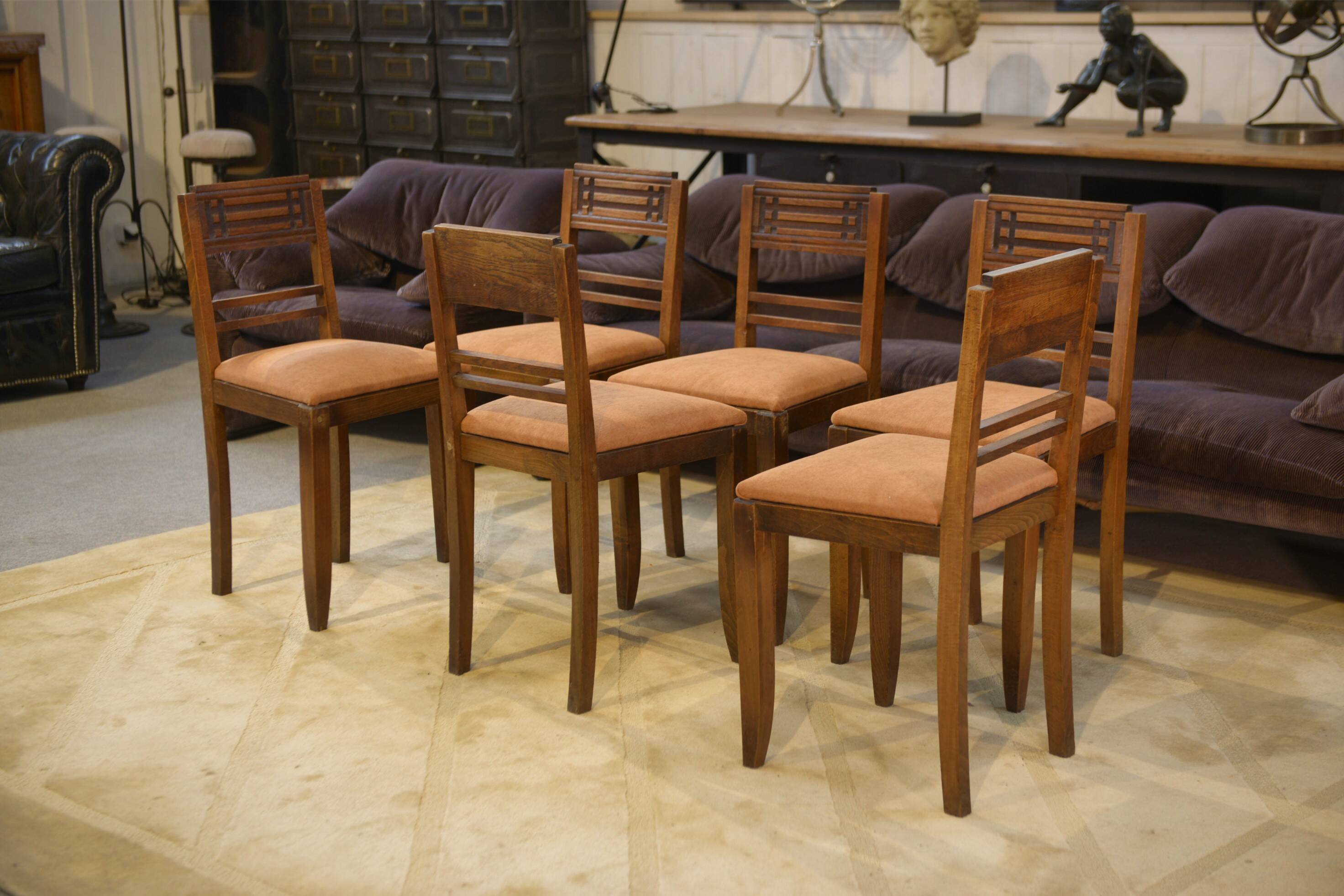 Set of 6 brutalist chairs from the 1950s.