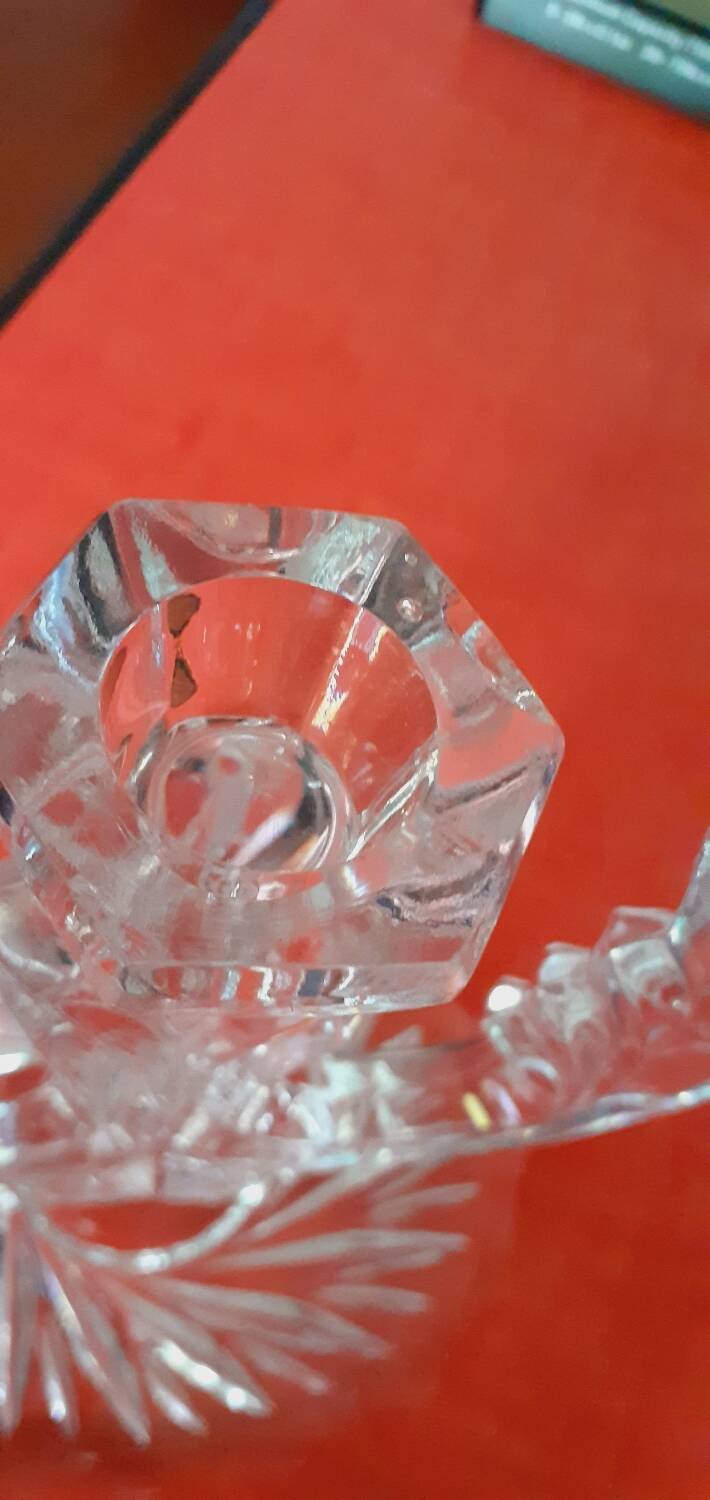 Vintage tripod candle holder from the 70s in molded glass