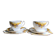 Set of two Caversham trios (cup, saucer and squared plate) , England, 1940s