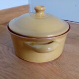 Pot with lid, ceramic soup maker enamelled with mustard yellow