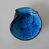 Fat Lava blue round ceramic ashtray 70s