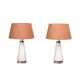 Lampes de table en verre blanc et abat-jour ocre foncé de Carl Fagerlund pour Orrefors Suède