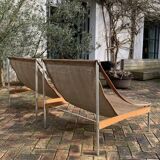 2 leather armchair-sofa Stig Poulsson Bekem. design 70s Denmark