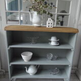 Vintage bookcase green of gray wooden top