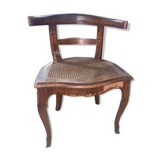 Chaise ancienne chêne et cuivre à rénover