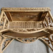 Wood and rattan bedside table, butterflies