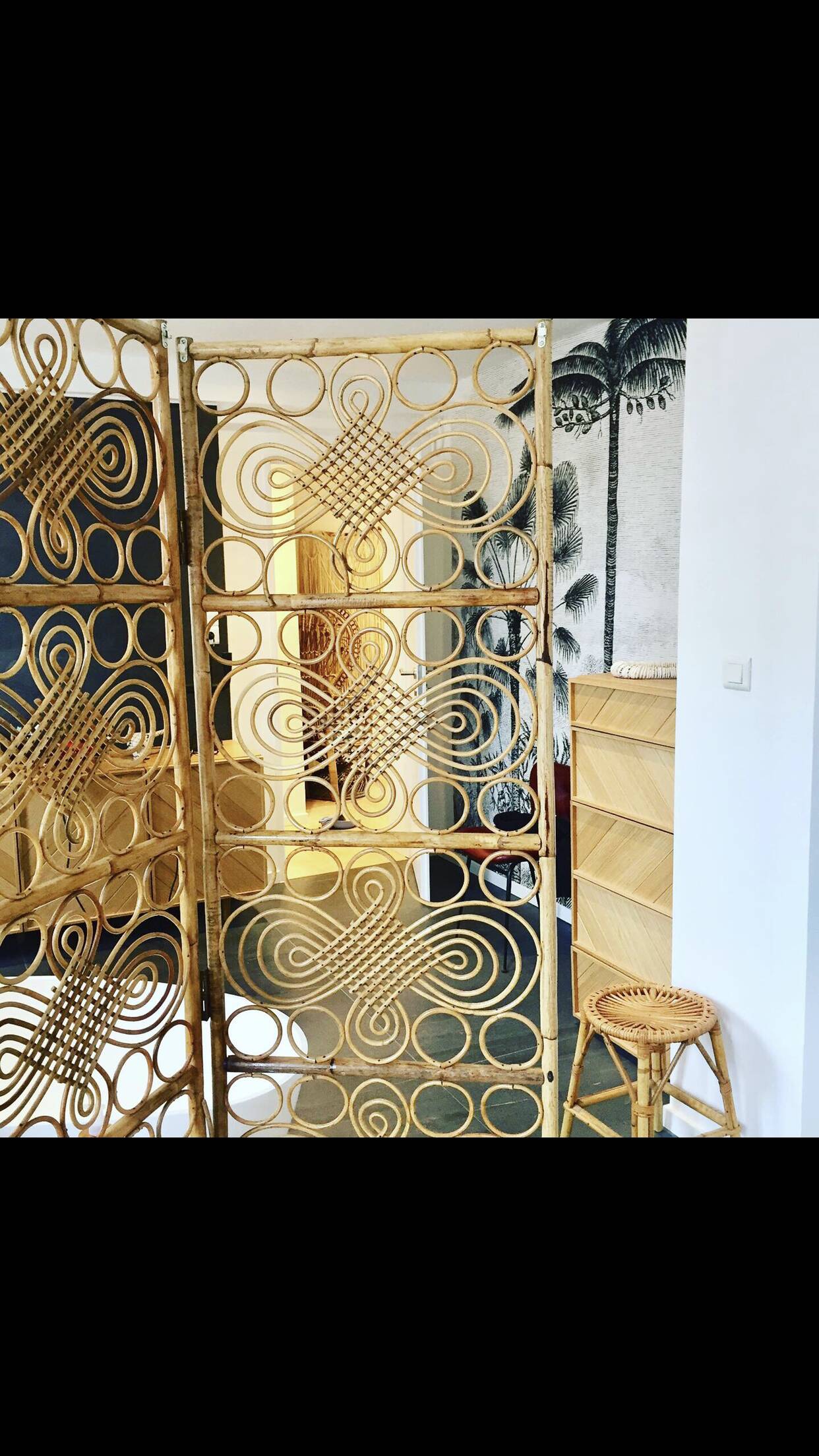 Vintage rattan screen