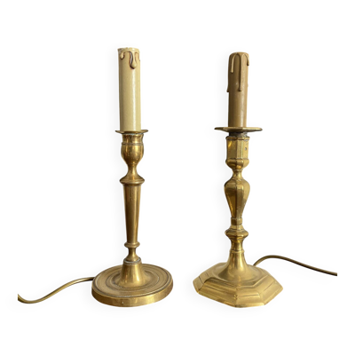 Lampes bougeoirs en laiton