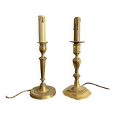 Candle holder lamps in brass