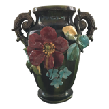 XL vase with floral decoration, slip