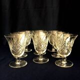Set of 7 St-Louis crystal red wine glasses