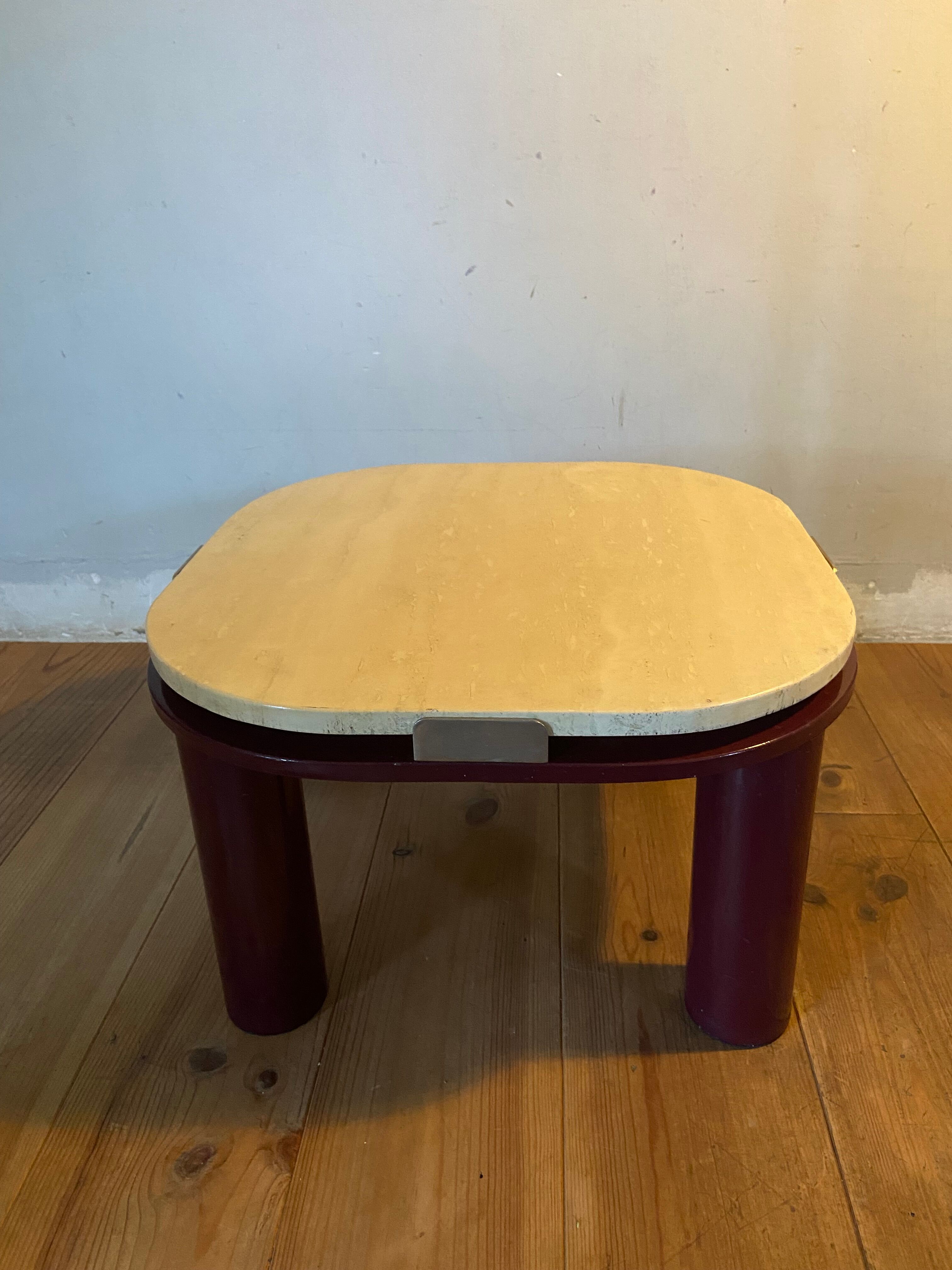 Roche Bobois travertine and metal coffee table from the 80s