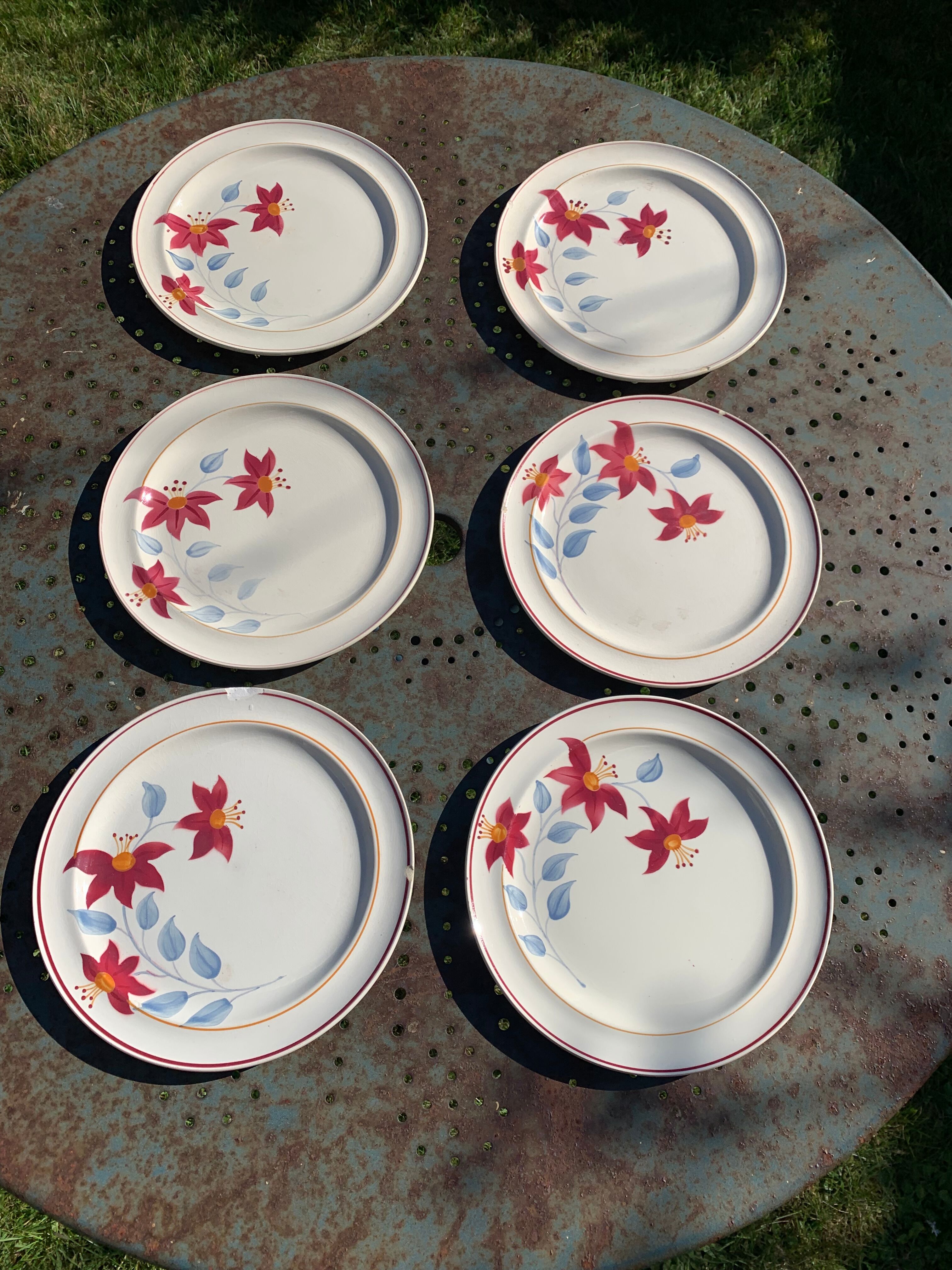 6 earthenware plates Sylvie Hamage Moulin des Loups Nord vintage model