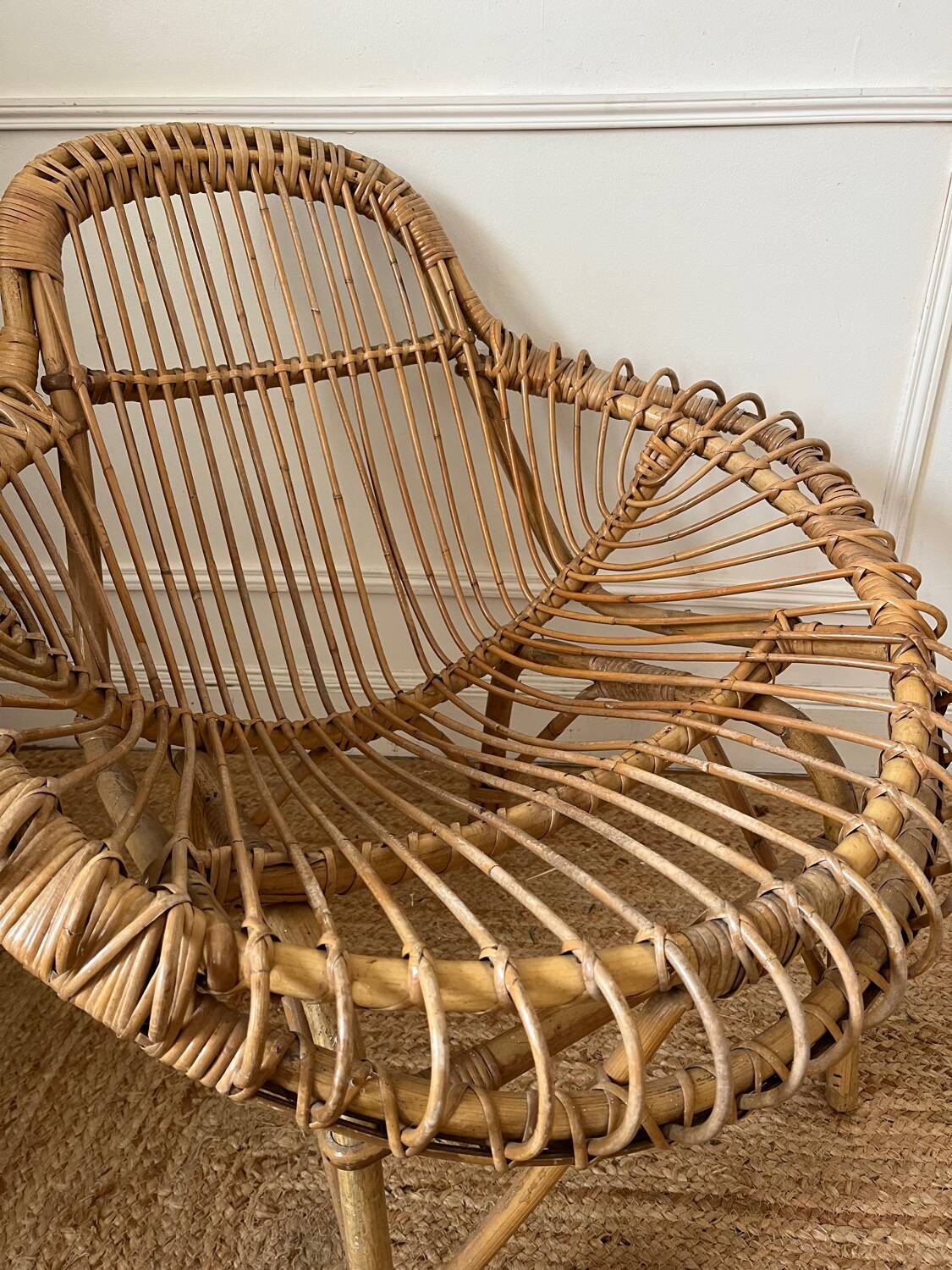 Fauteuil en rotin vintage