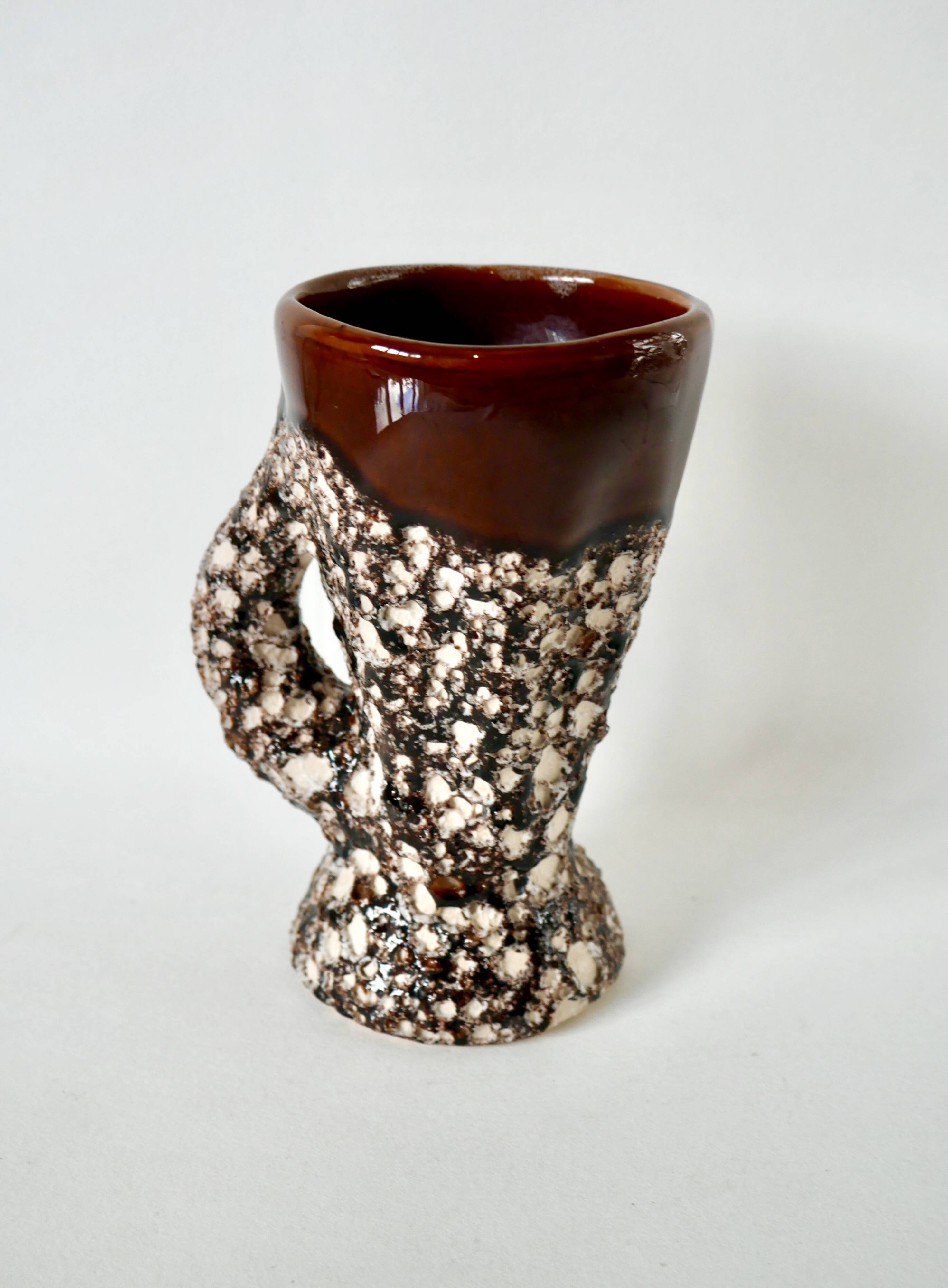Fat Lava brown ceramic pitcher from the 70s