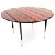 Vintage Round Coffee Table with a Red Striped Glass Top, Italy