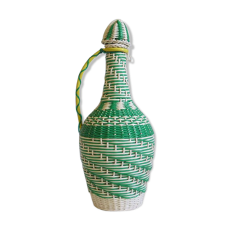 Green and white scoubidou bottle