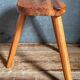 Solid wood tripod stool from the 50s