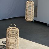 Small lantern-shaped rattan suspension H35 D15