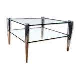 Table basse deux plateaux en verre
