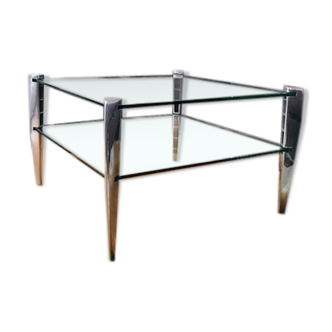 Two-tray glass coffee table