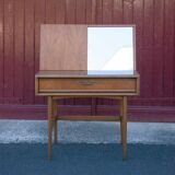 Vanity unit and its swivel armchair, Scandinavian furniture, desk, console, 50s