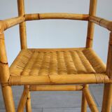 Vintage bamboo rattan high stool