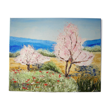 Oil on canvas by Patrice Skrabal, Almond trees