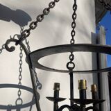 Brutalist Wrought Iron Chain Chandelier