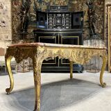 Middle table in gilded wood from the napoleon iii period red marble top