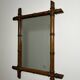 Turned wooden mirror imitating bamboo Vintage 50