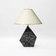 Polygonal black ceramic iridescent lamp 1980s memphis milano light table retro