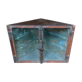 Meuble d'angle en métal et verre