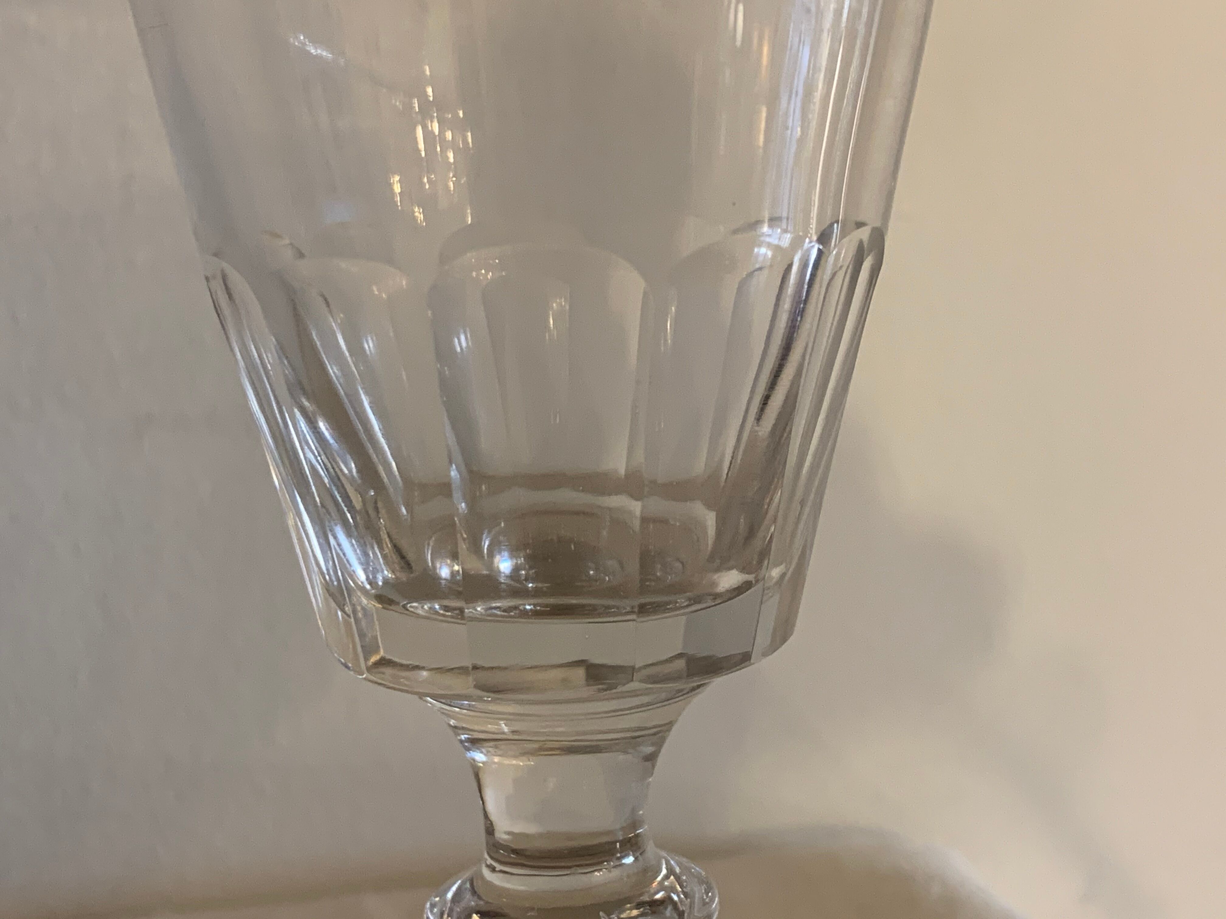 7 glasses on foot old glass bubbled and blown 19th century