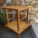 Vintage bedside table in bamboo effect wood, handcrafted in Japan style
