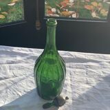 Bouteille en verre verte bouchon vert et étain ancienne