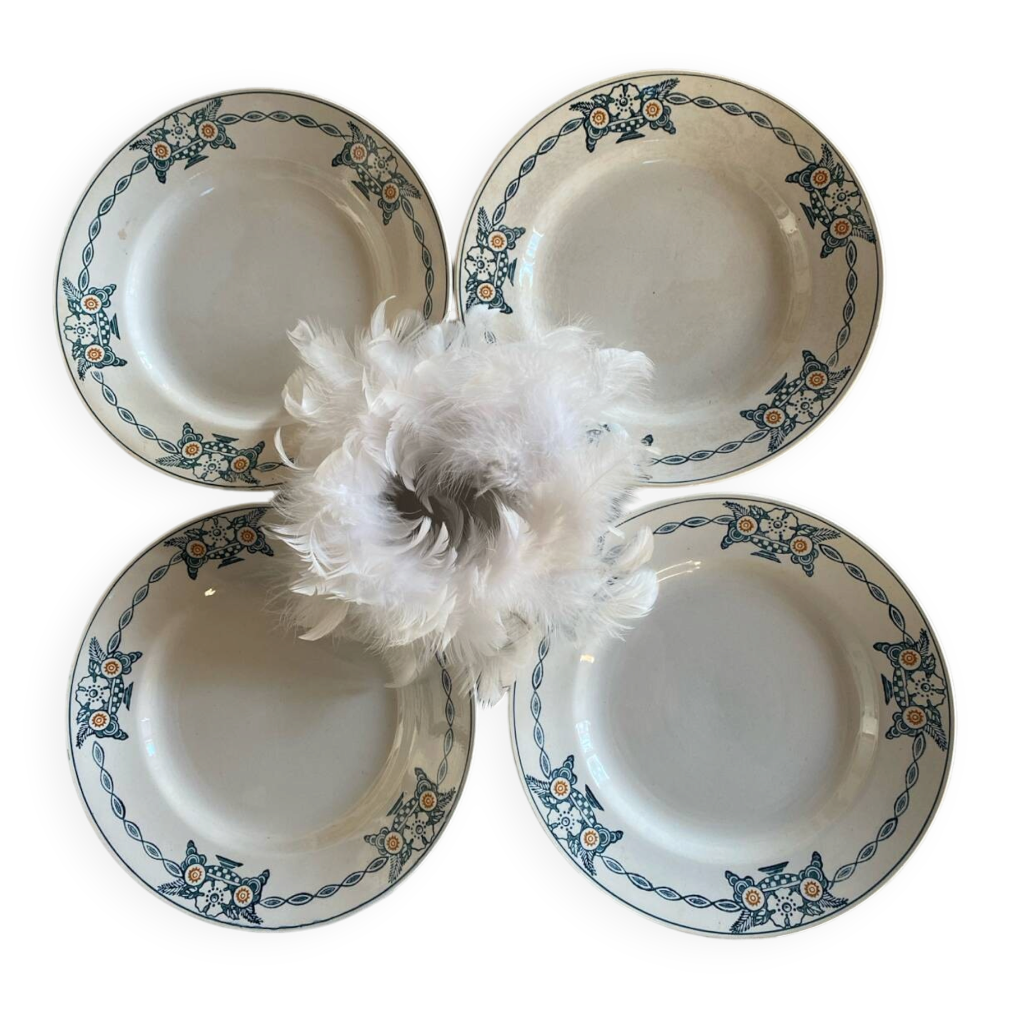 Lot de 4 assiettes plates Saint Amand