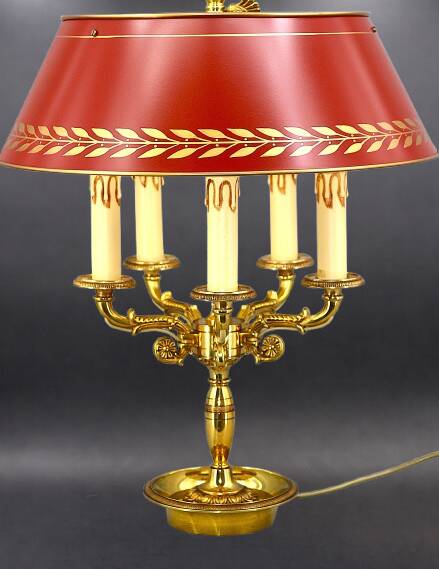 Bronze Bouillotte Lamp in Solid Empire Style Five Lights * Lucien Ga