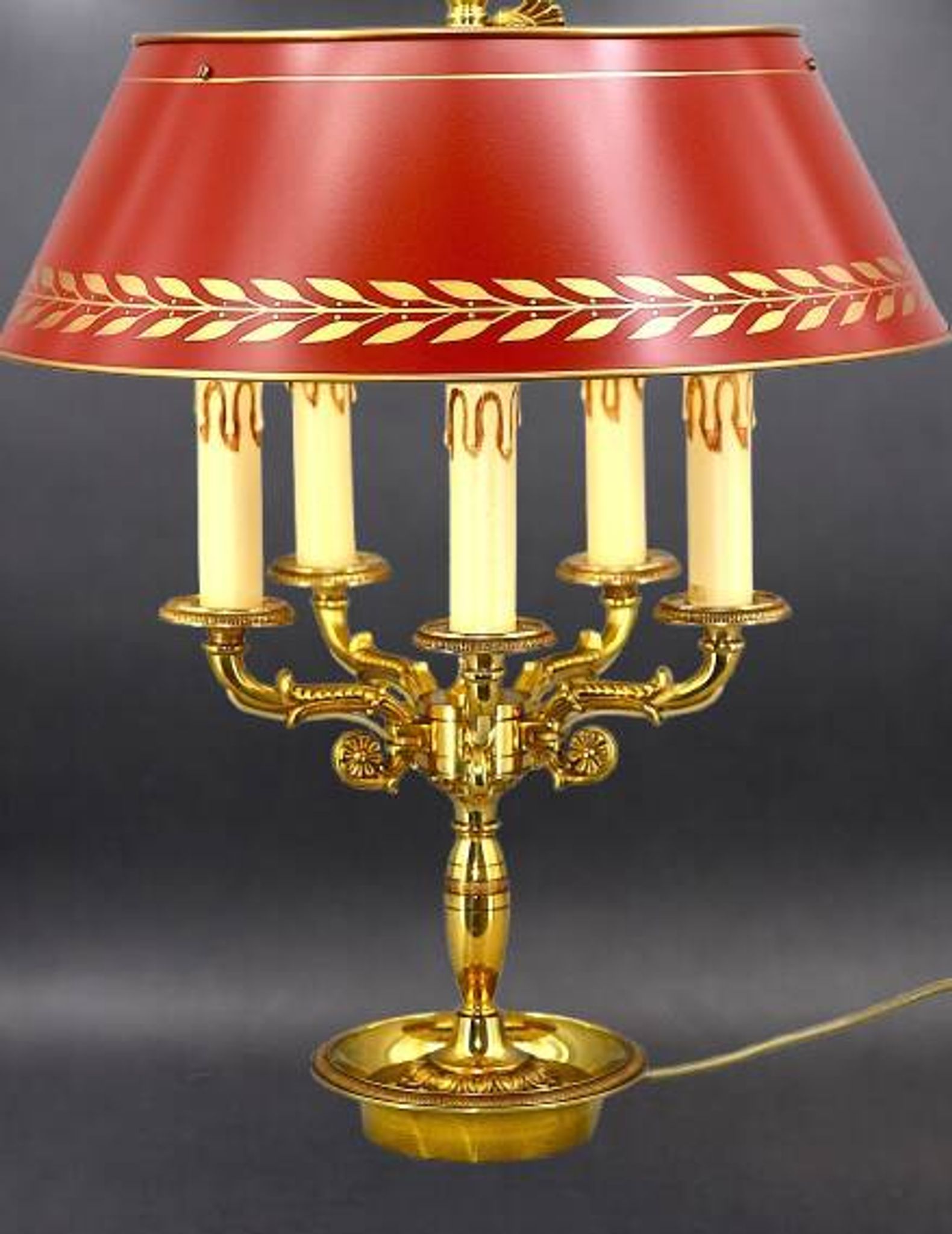 Lampe Bouillotte en Bronze Massif de Style Empire Cinq Lumières * Lucien Ga