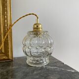 Walking lamp with vintage globe in transparent molded glass