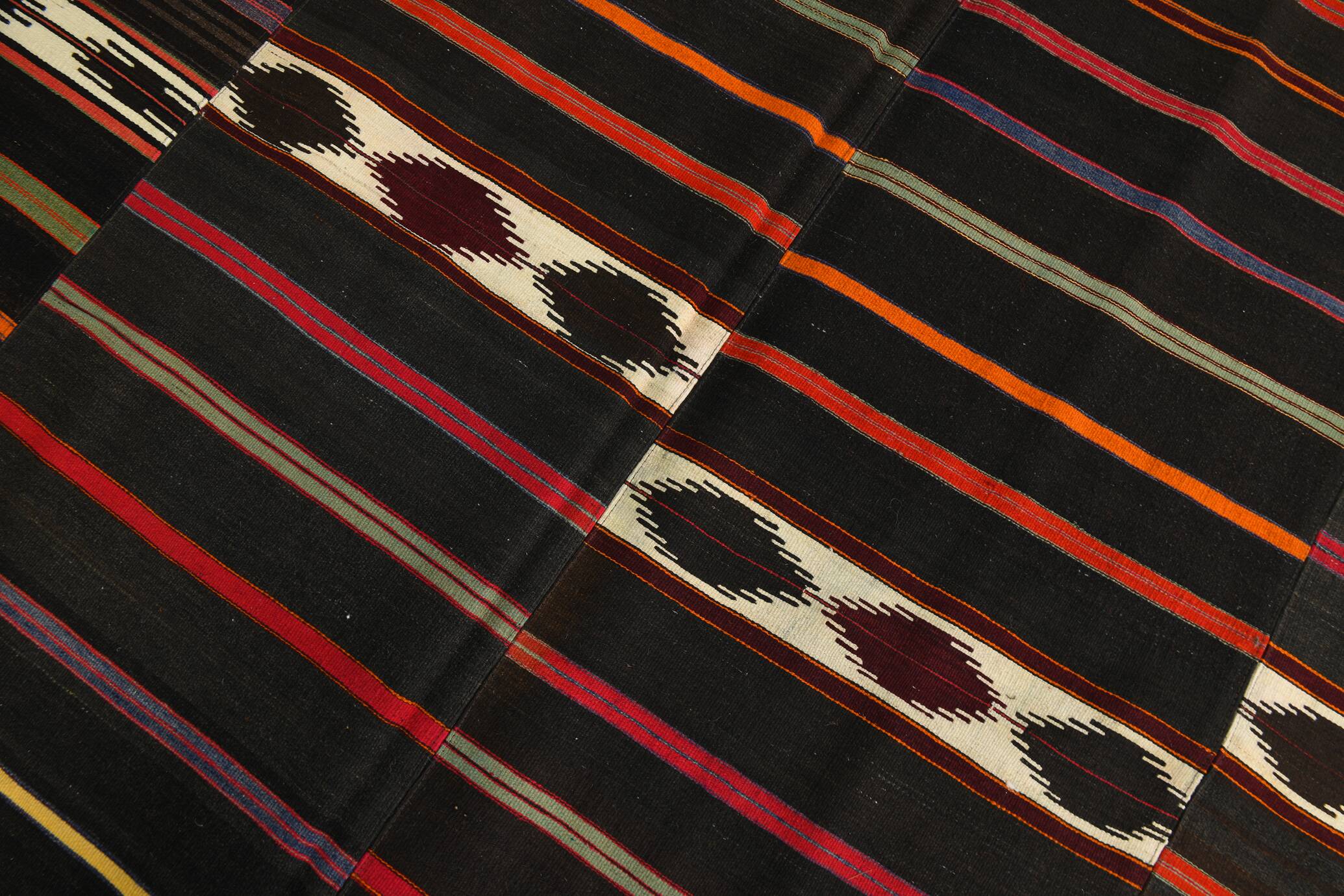 7x9 Multicolor Striped Pattern Kilim Rug, 215x280Cm