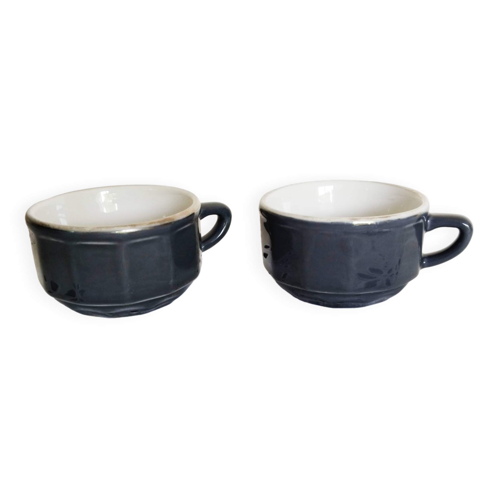 Apilco bistro coffee cups, gray and silver