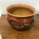 Thick hand-painted ceramic cache pot vase